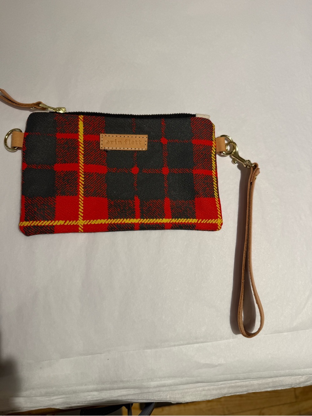 Erin Flett red Plaid Wristlet Crossbody Bag
